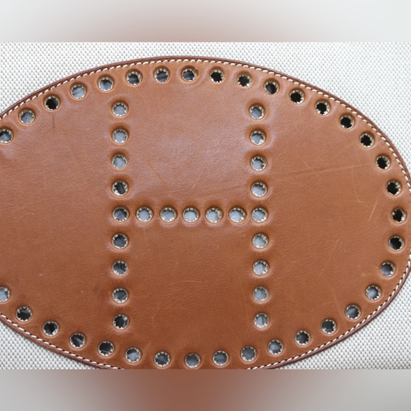 HERMES EVELYNE GM BAG NATURAL TOILE AND‎ LEATHER - Picture 6 of 9